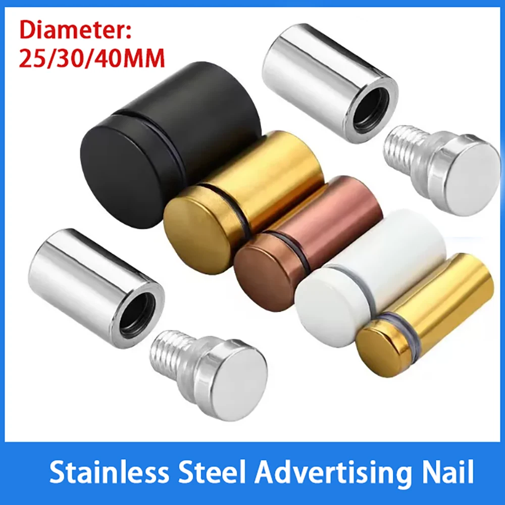 Silver Stainless Steel Mirror Screws Decorative Mirror Screws Hardware Advertising Nails Glass Fasteners Fixing Bolts Display