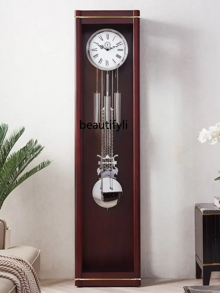 Modern Minimalist Floor Chinese Retro Large Pendulum Clock   Living Room New Chinese Mechanical   Standing Grandfather Clock