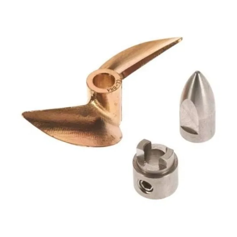 HR CNC Machined Brass Propeller and Stainless Steel Conical M4 Propeller Nut and Drive Dog for Traxxas Spartan Boat