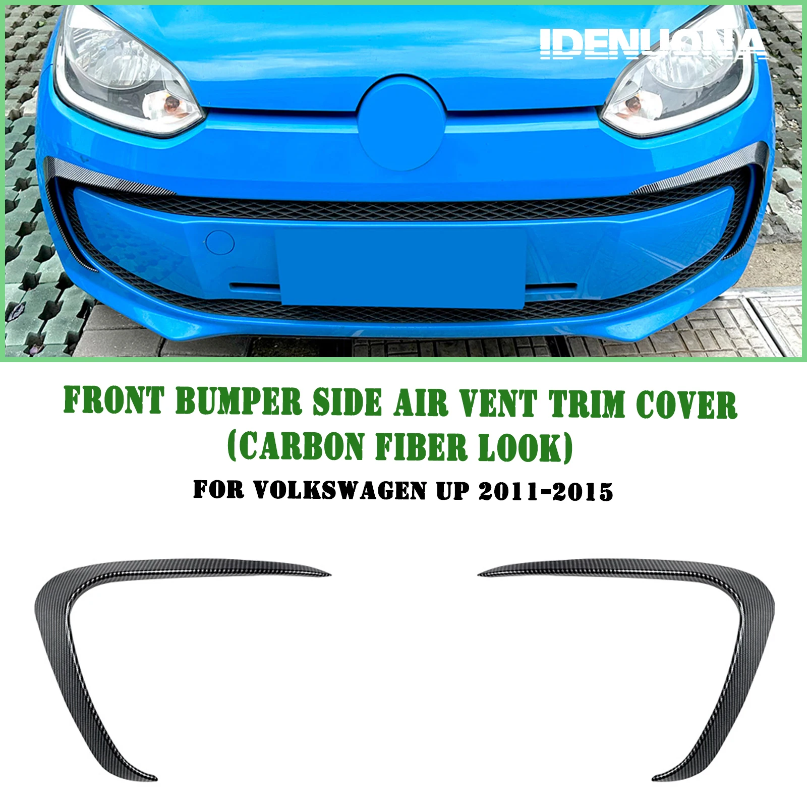Pop For Volkswagen VW Up 2011-2015 Front Bumper Side Air Vent Trims Cover Carbon Fiber Look/Gloss Black Intake Frame Spoiler Can