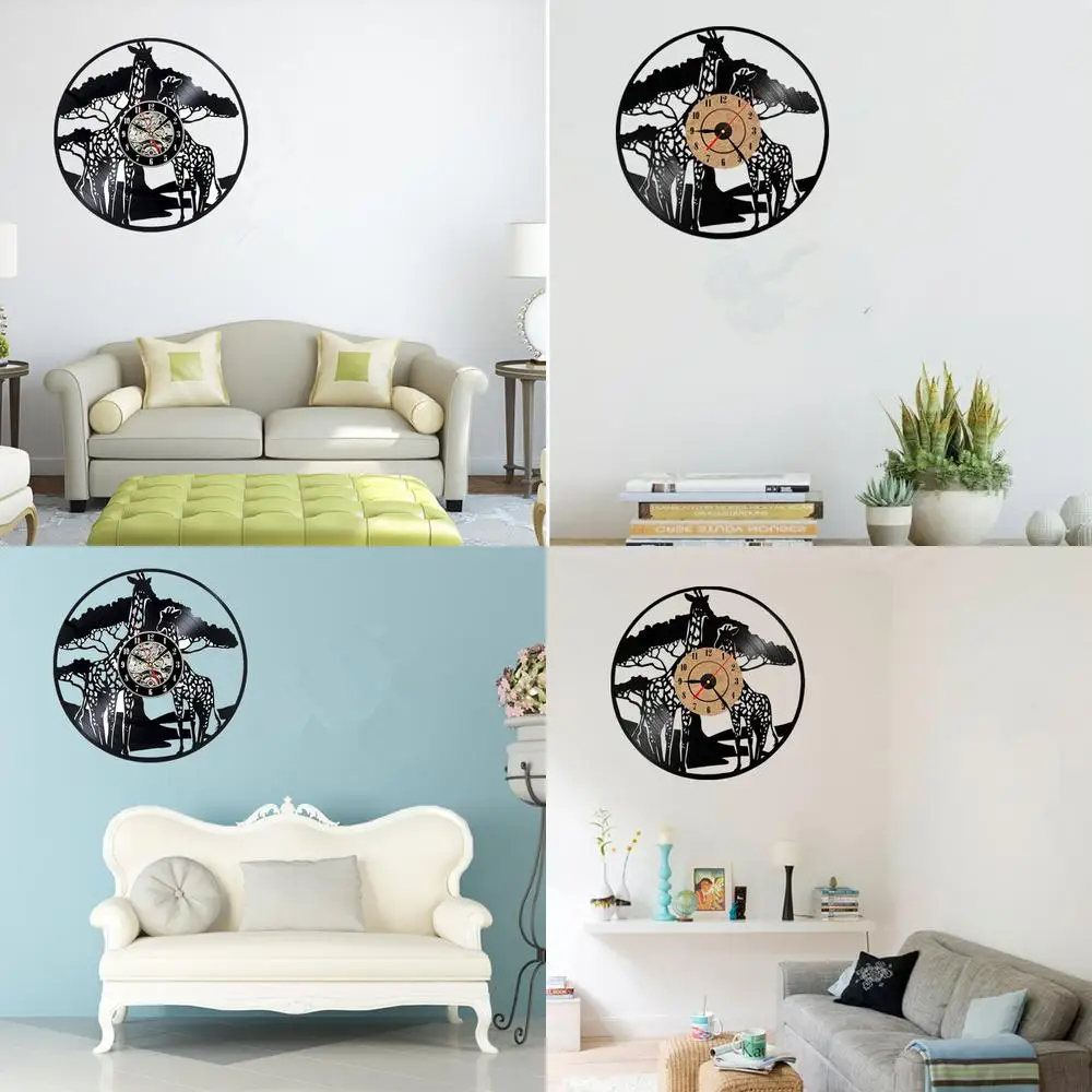 

Виниловые настенные часы с милым оленем, часы ручной работы в стиле ретро, подвесные часы для домашнего декора для детей, подарок на день рождения