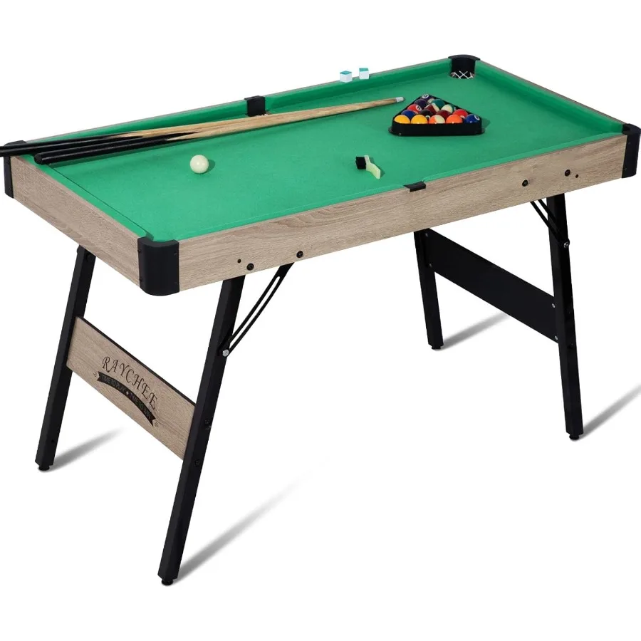 

Portable Folding Pool Table with Locking Legs and Adjustable Feet for Indoor Outdoor Use Compact Mini Billiard Game Set with Ba