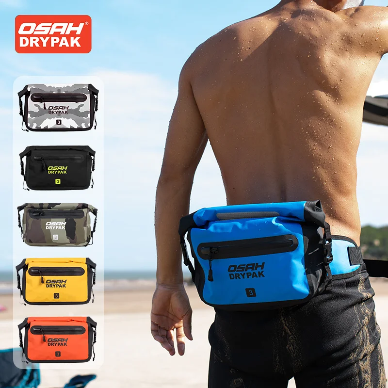 OSAH 3L Waist Pack Fanny Bag Chest Bag Shoulder Bag Gym Bag PVC Waterproof Outdoor Beach Diving Camping Cycling Bag Motorcycle