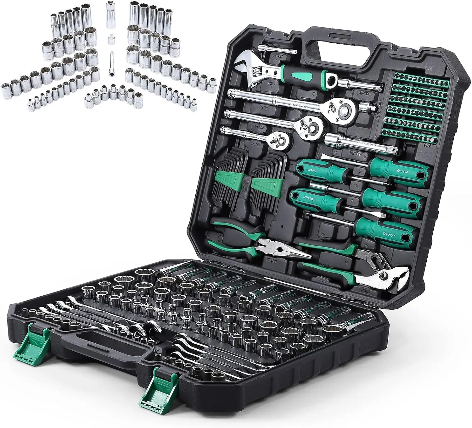 

213-Piece Mechanic Tool Set, SAE & Metric Hand Tools, Cr-V Construction, Storage Case Included