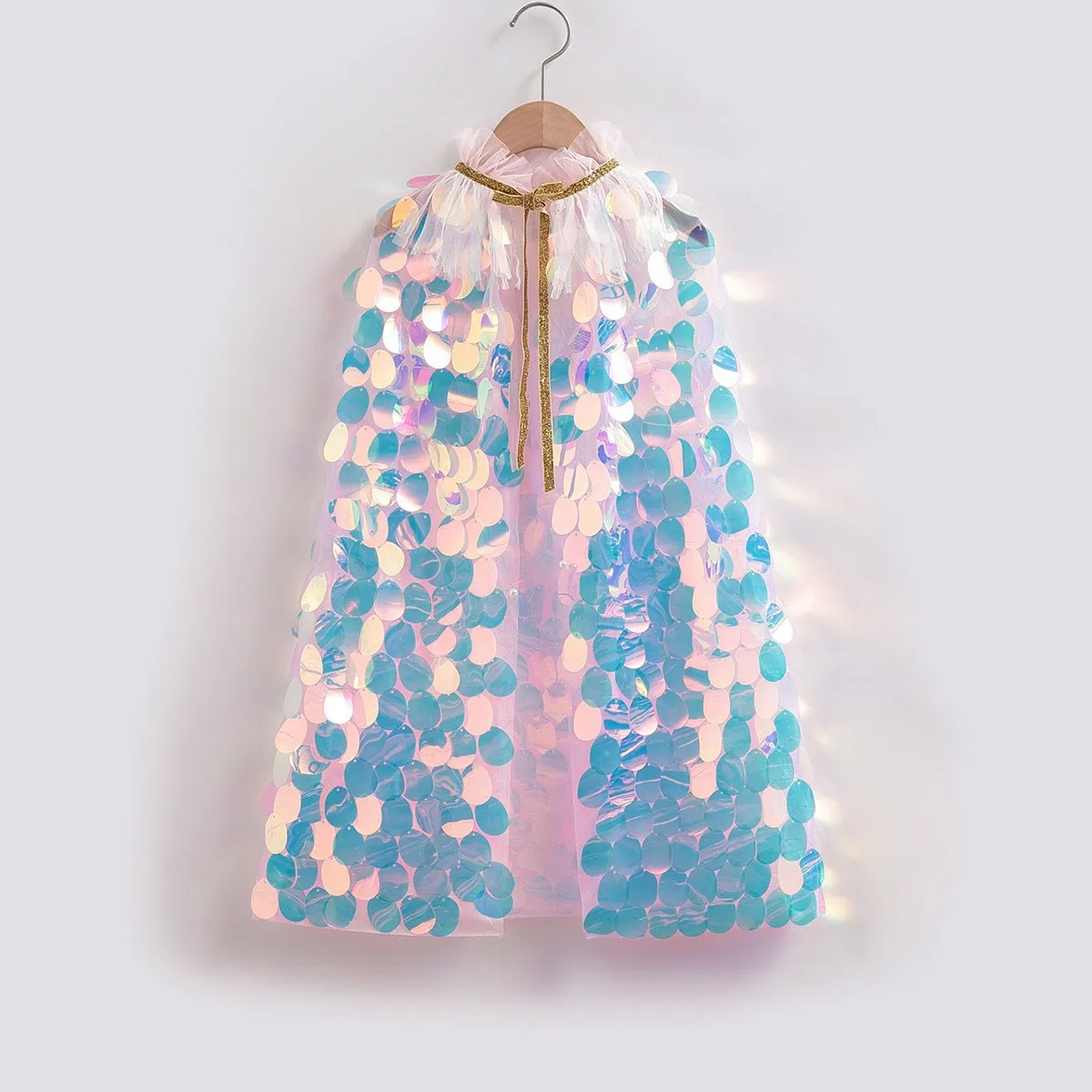 

Girl's Sequins Cloak Princess Party Cape Mermaid Costume