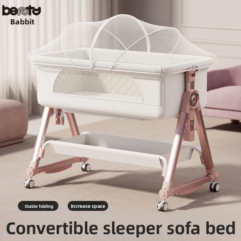 Crib Adjustable Height Removable Newborn Splicing Bed Baby Multi-Functional Diaper Table Infant Care Station