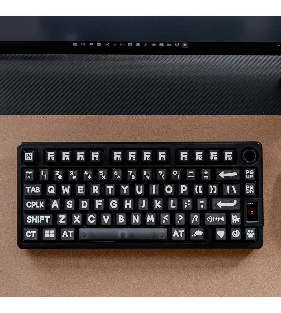 Black/white party large character keycap PC fog through UV printing original custom ev63 magnetic axis keyboard