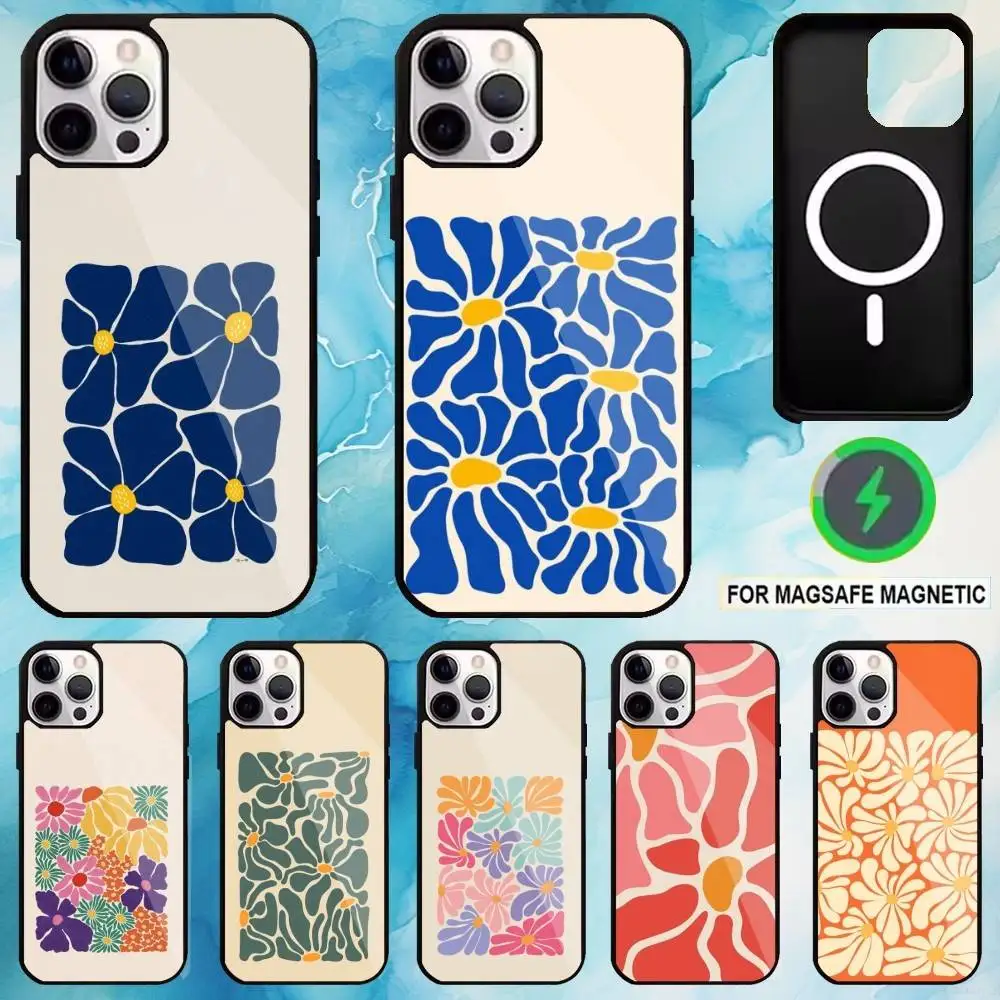 

Floral Modernism Phone Case For iPhone17,16,15,14,13,12,11 Plus,Pro Max Magnetic For Magsafe Wireless Charging