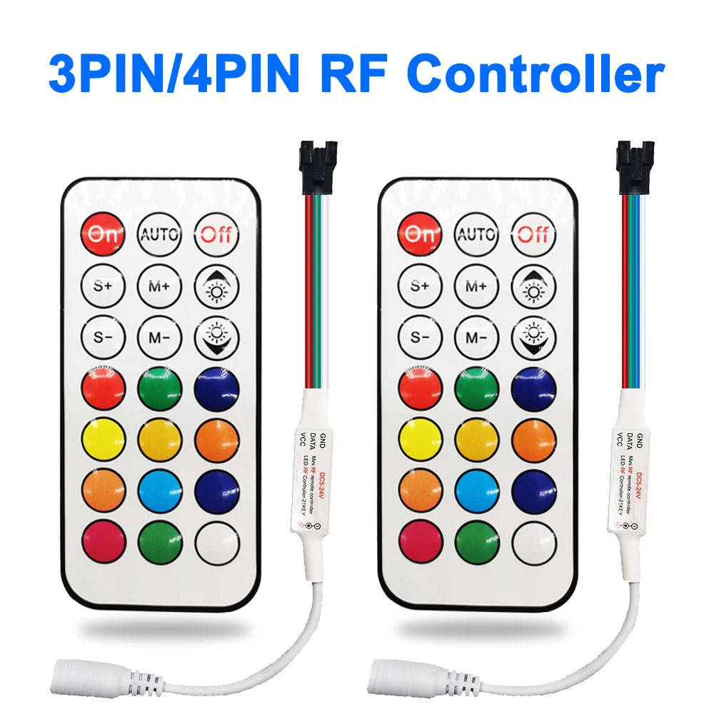 21Key Mini kontroler Led RF bezprzewodowy pilot 3Pin 4Pin WS2812 WS2812B WS2811 WS2813 WS2815 pasek świetlny 350+ efekt marzeń DC5-24V