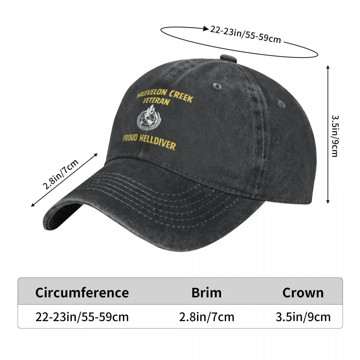 Helldivers 2 Malevelon Creek Veteran Unisex Baseball Cap Distressed Washed Caps Hat Classic Outdoor Travel Adjustable Sun Cap