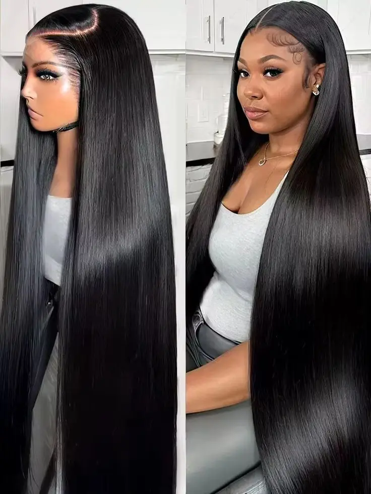 42 Inch Straight Wigs Pre Plucked Lace Front Wigs 200 Density HD Lace Front Wigs 13X6 5X5 Straight Black Wigs For Women Lace