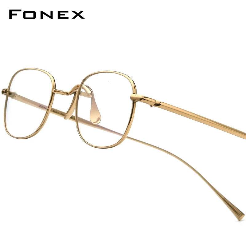 FONEX Titanium Glasses Frame Men Brand Design Retro Small Square Eyeglasses Women Ultralight-Weight Japanese Eyewear 85739