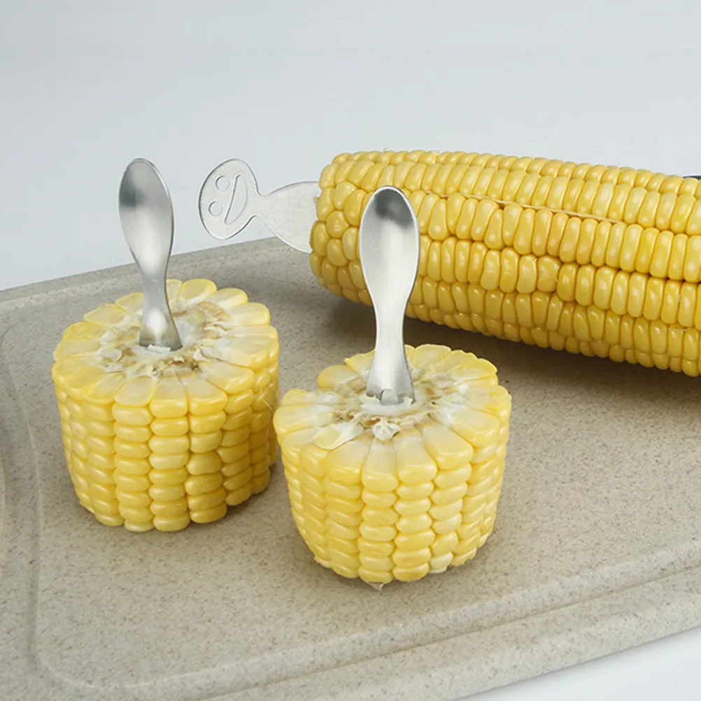 

8Pcs Stainless Steel Forks Smooth Surface Corn Cob Handles Bbq Party Kitchen Gadgets Corn Forks Stainless Steel Fork