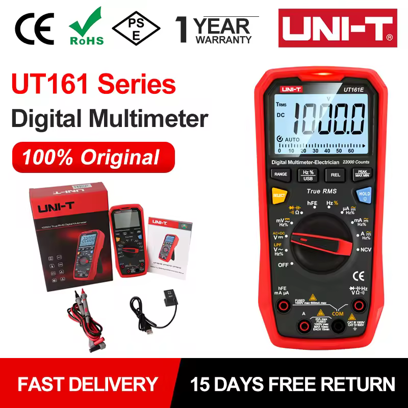 Multímetro Digital UNI-T UT161E UT161D, multímetros de valores eficaces verdaderos de 1000V, medidor de corriente CA/CC, voltímetro, probador de voltaje Profesional