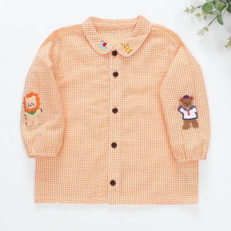 Meisjes Korte Mouw Shirts Kids Shirt Schattige Kleine Beer Leeuw Tops Koreaanse Blouses Baby Blouse Japanse Baby Girl Kleding