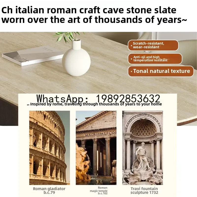 

retro solid wood rock slab dining table rectangular household dining table one table four or six chairs combination