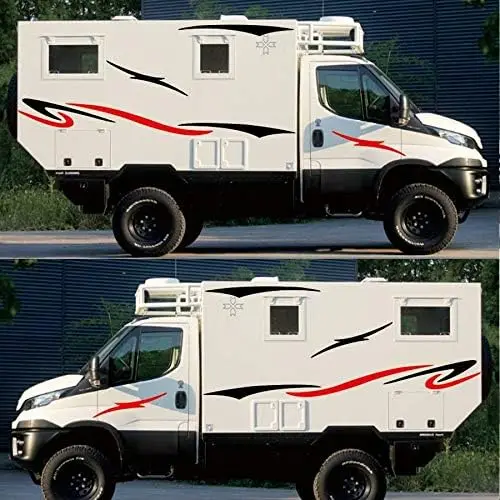 

Двусторонние полосы для автофургона, графические наклейки, автомобильные наклейки, виниловая графика для каравана, туристического прицепа, кемпера, фургона