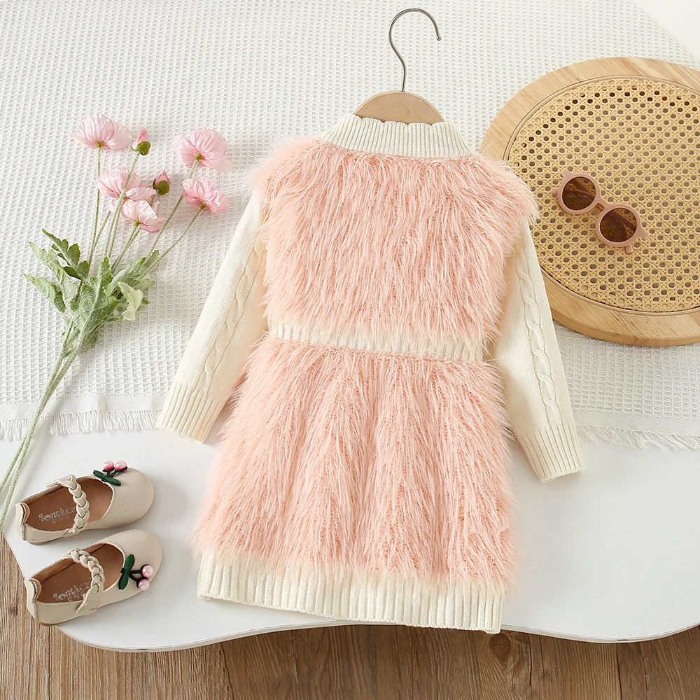 Girls Knitted Dresses Spring Autumn Children Woolen Jersey Sweaters Dress For Baby Girl Princess Clothes Kids Party Outfits 5 6Y 5