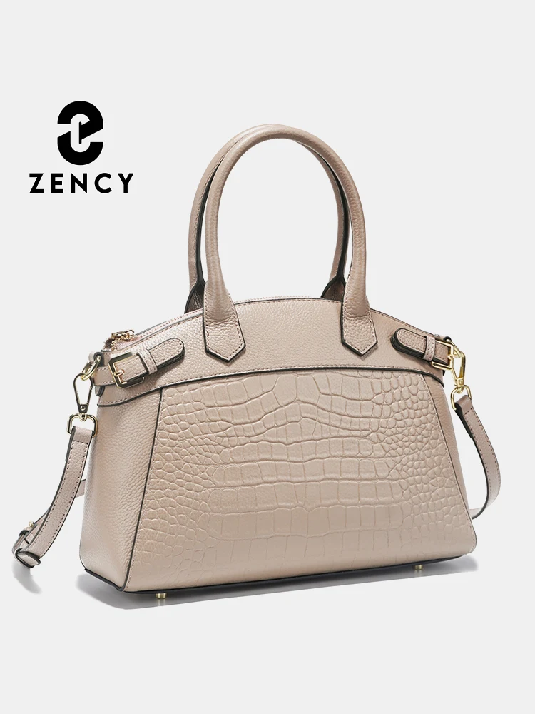 

Женская сумка-тоут Zency из натуральной кожи большой вместимости, роскошная ретро-модель цвета хаки и чисто-белая, сумка-шоппер через плечо, 2025