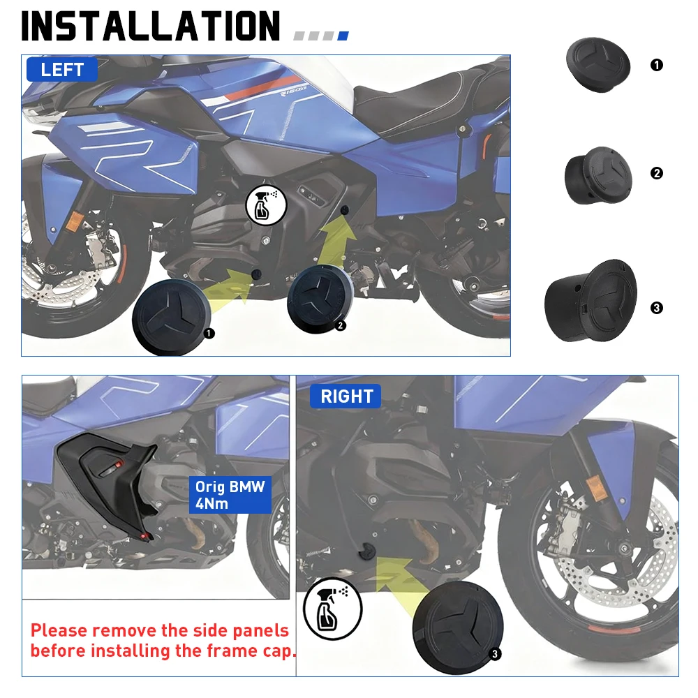 دراجة نارية إطار ثقب غطاء قبعات التوصيل غطاء إطاري الزخرفية مجموعة لسيارات BMW R1300RT R 1300 RT R1300 RT 2025 2026 اكسسوارات