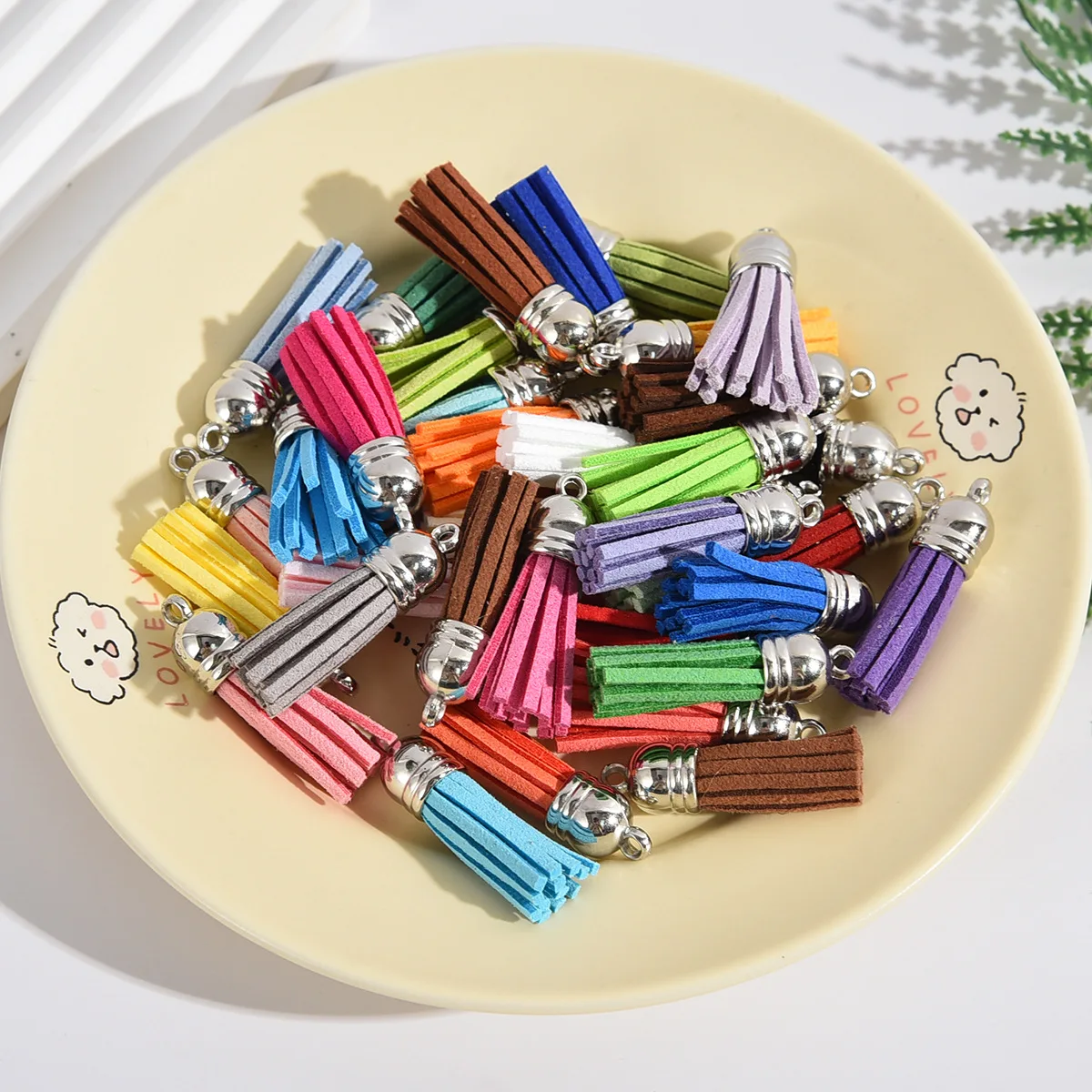 

10pcs 36mm Leather Tassel Charms Gold Silver Color Cap Earring Keychain Pendant Straps Suede Tassels DIY Jewelry Accessories