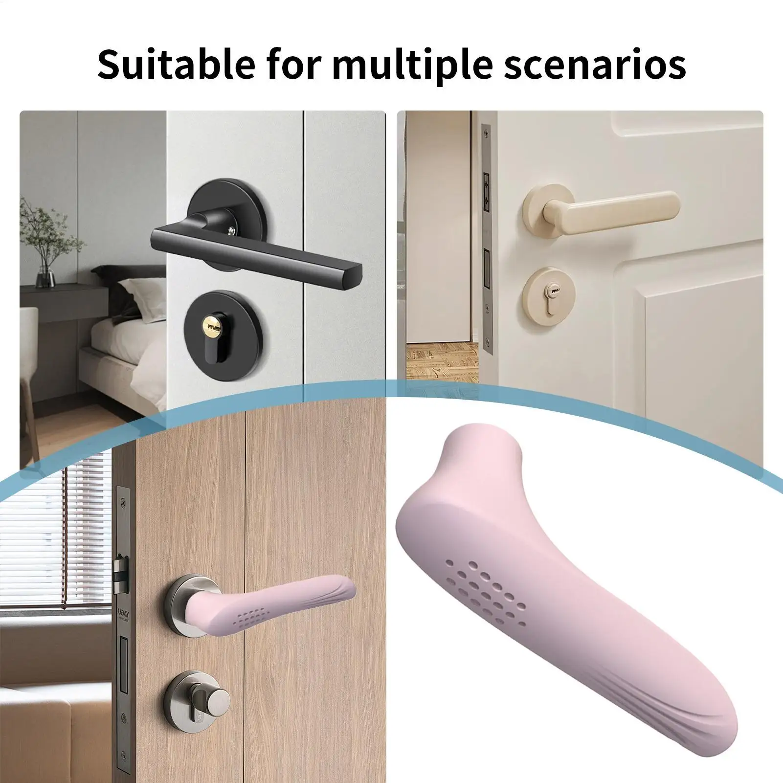 Portable Silicone Door Handle Cover Anti-Slip Anti-Static Doorknob Sleeve Silent Anti Collision Door Knob Cover for Home Kitchen