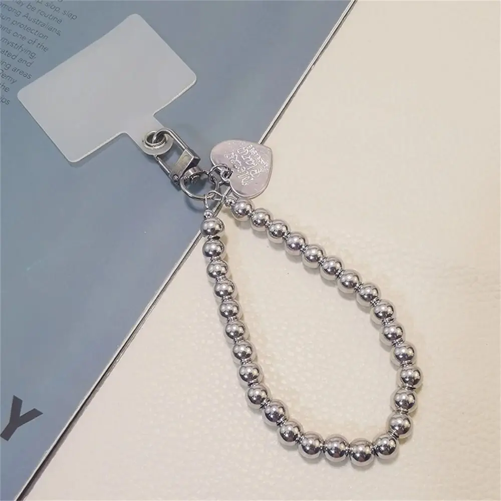 Tali Rantai Ponsel Perak Baru Rantai Ponsel Bola Logam Cinta Rantai Ponsel