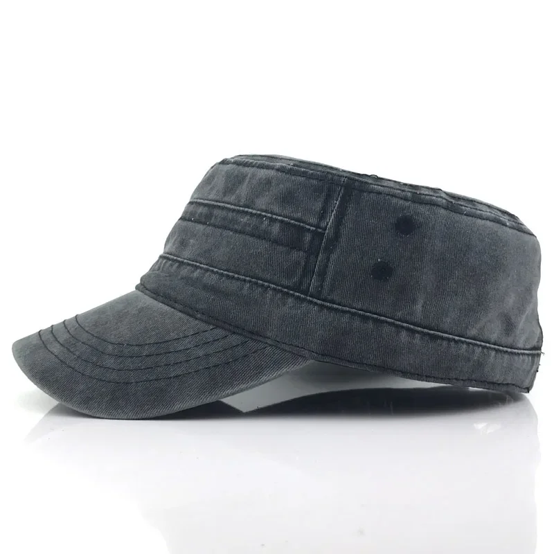 Washed Cotton Flat Top Hat Adjustable Caps Men Women Cadet Cap Unique Design Vintage Four Seasons Casual