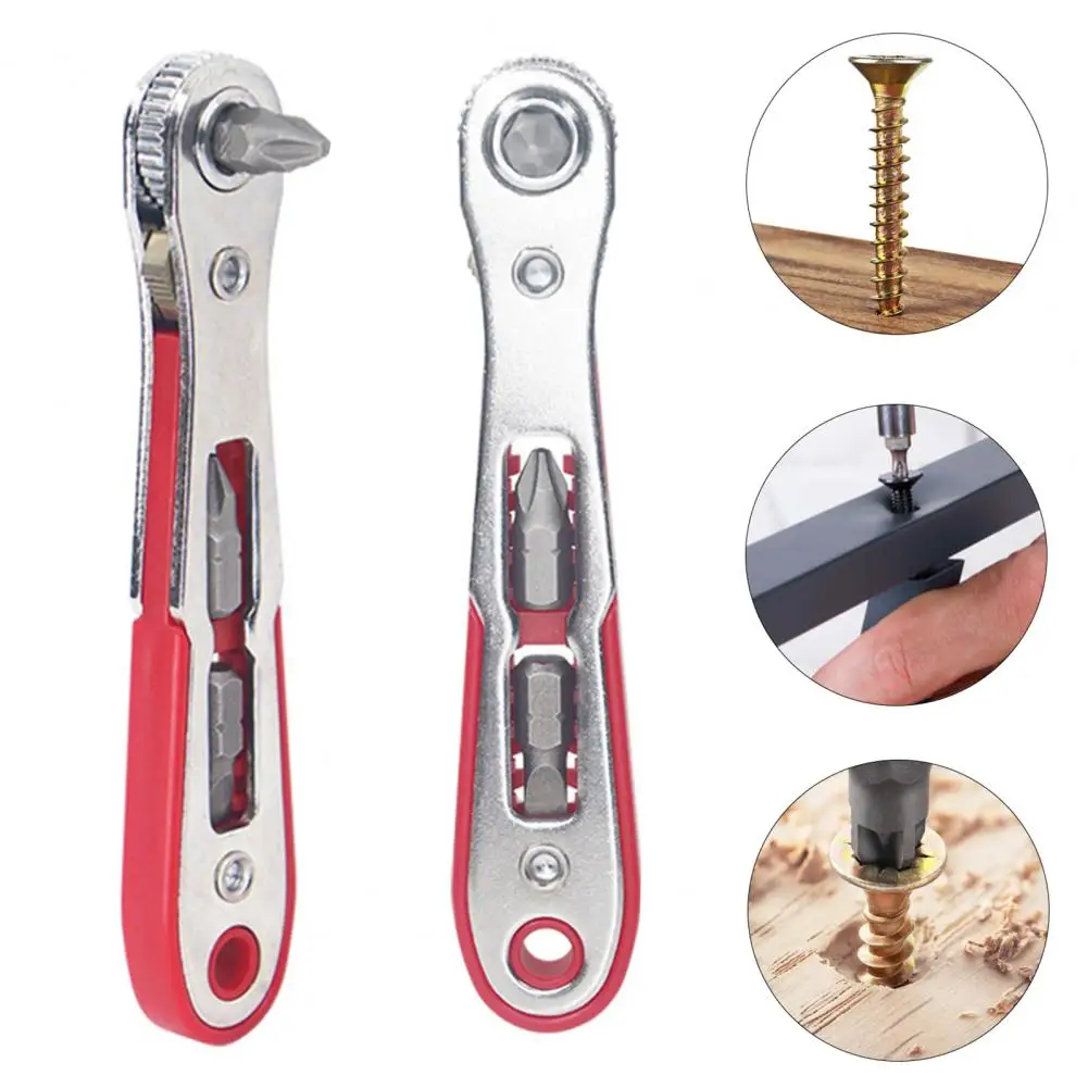Ratchet Wrench with Non-Slip Handle Double-Headed Design Compact Flat Head Wrench Forward Reverse Cross Elbow Flat Head Wrench