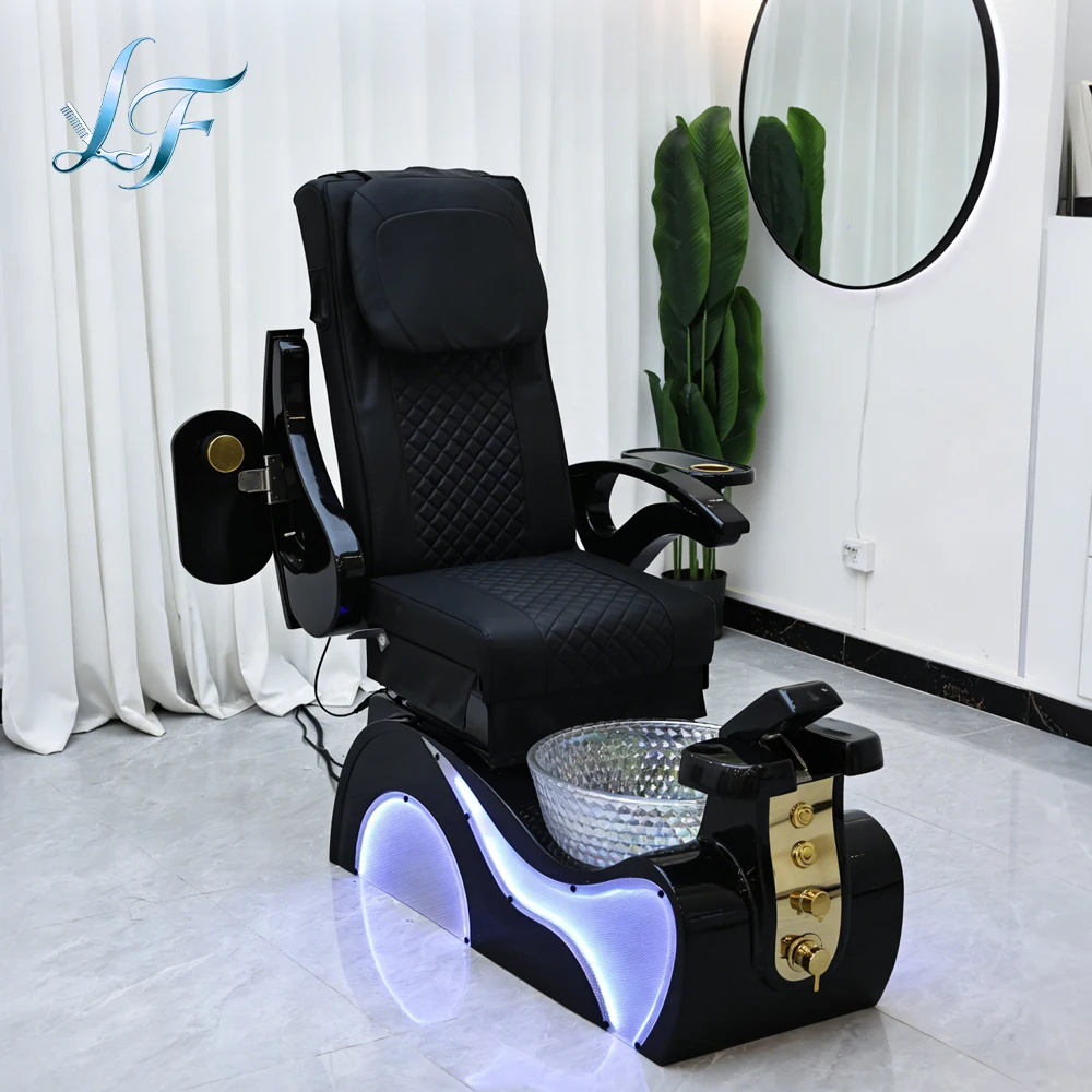 Nail Salon High Back Recliner Pedicure Chair Electric Foot Massage Spa Furniture Built-in LED Light
