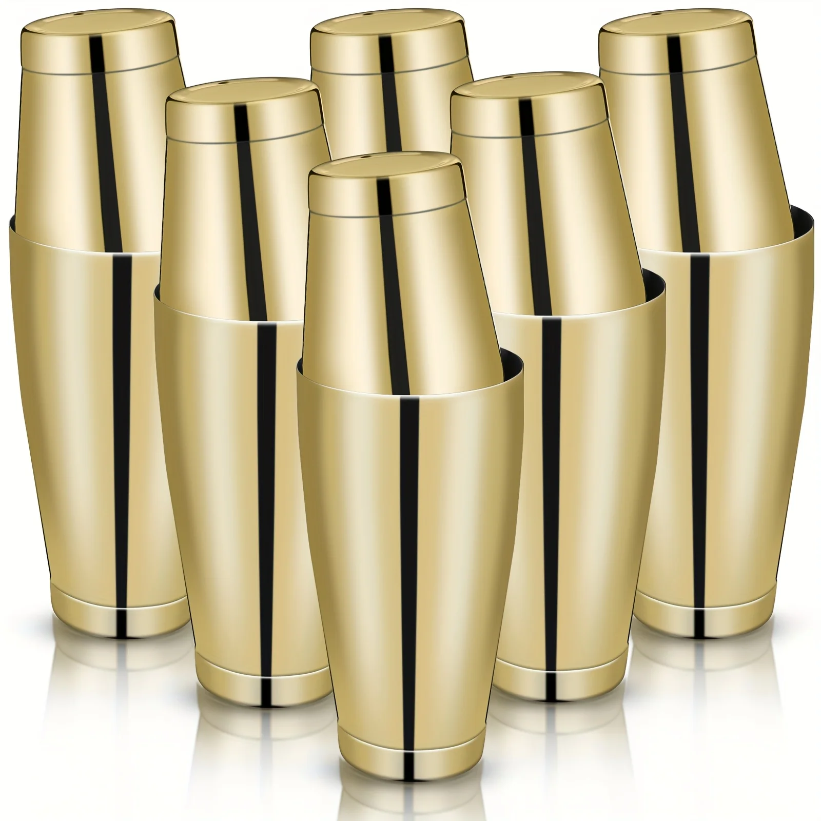

10pcs Cocktail Shakers Professional Bar Boston Shaker Set Stainless Steel Martini Shaker Drink Mixer Basic Tools Weighted Shake Metal Can For Bartenders, 18 Oz, 28 Oz (Golden)