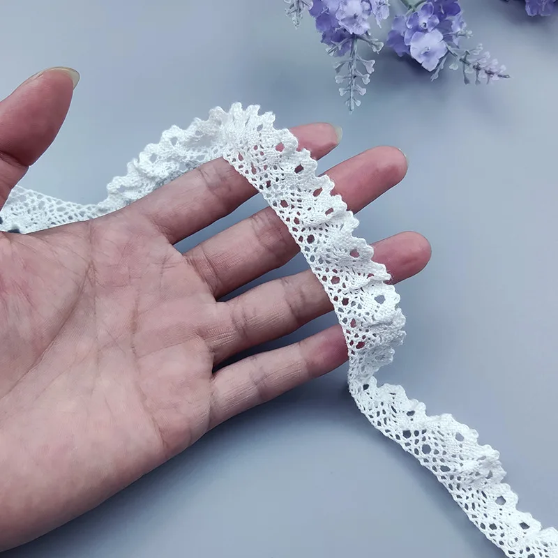 2cm Elastic Lace New Sunflower Cotton Frill Sewing Lace for Crafts Trim Ribbon White Lace To Decorate Clothes Craft Embroidery