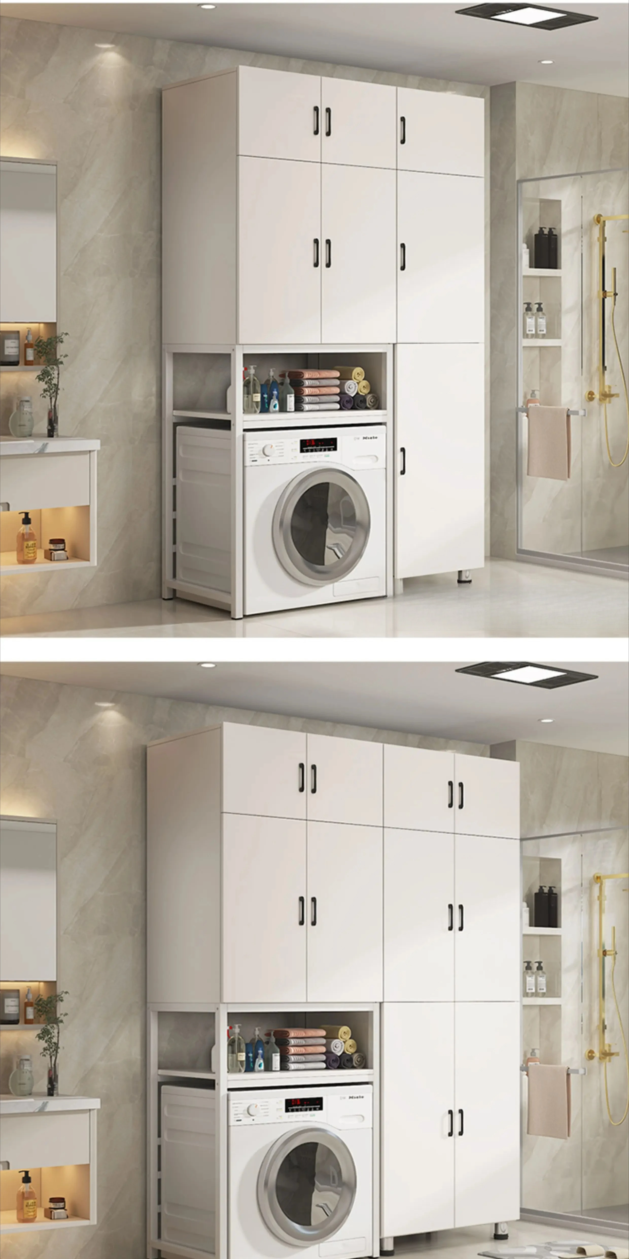 

DSA Washing Machine Shelf Floor-to-ceiling Balcony Above Multifunctional Laundry Cabinet Bathroom Flip Roller Storage Storage