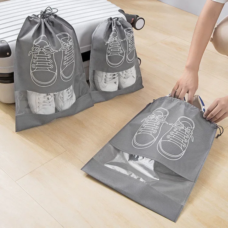 5pcs Non-woven Shoes Bag Waterproof Dustproof Travel Bag Portable Tote Drawstring Bag For Shoes Storage Shoes Organizer New
