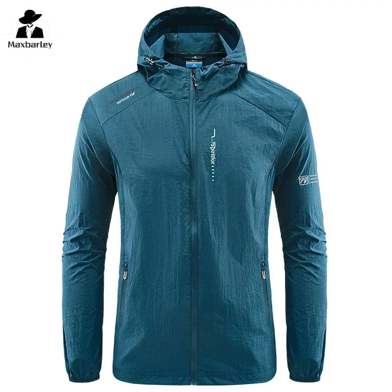 Summer Outdoor Quick Dry Sun-Protective Thin Jacket Men Hiking Fishing Cycling Hooded Gym Sport Windbreaker Ultra Light Coats