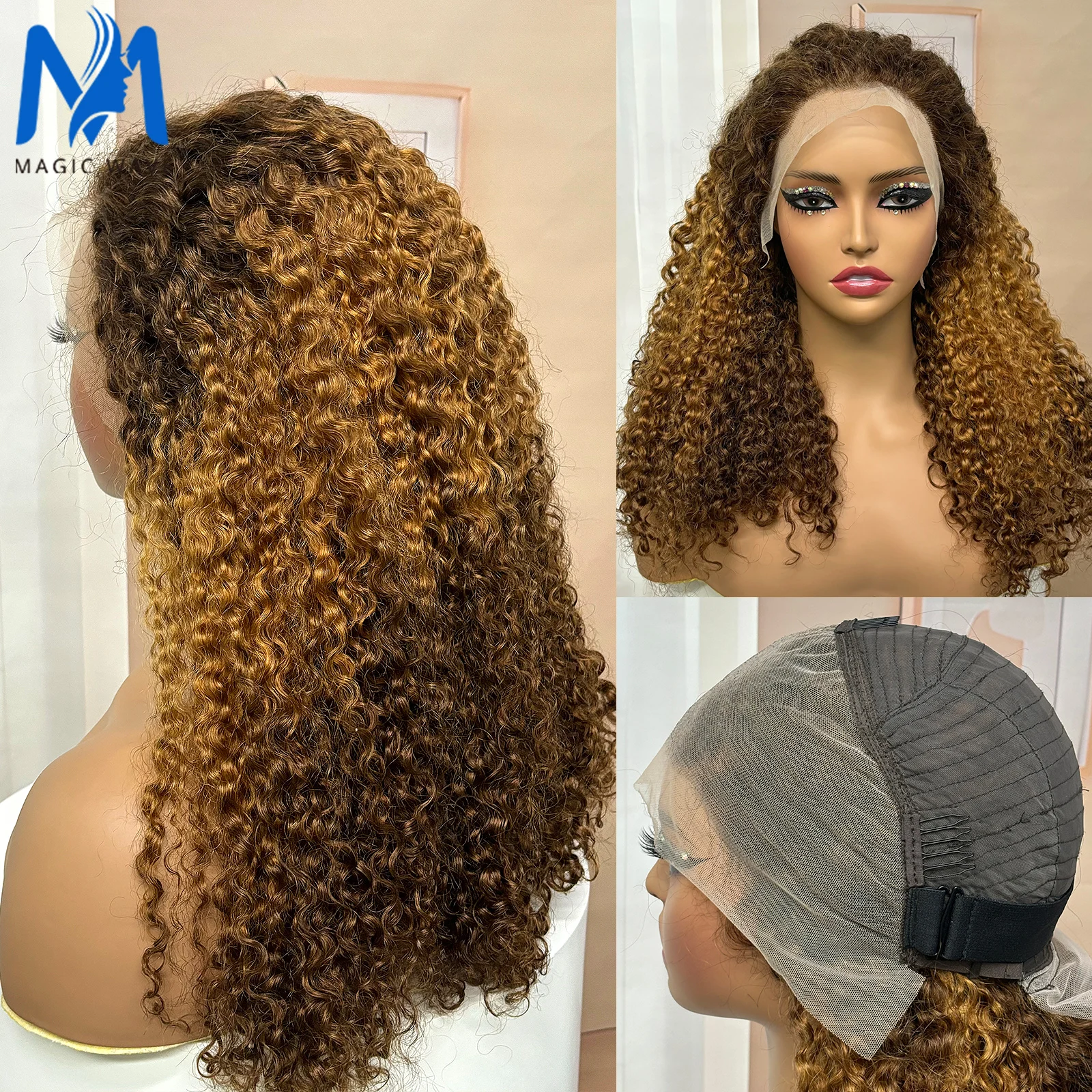 Pelucas de cabello humano rizado birmano 13X4, densidad del 300%, doble dibujado, peluca Bob 4/30/4 para mujeres negras, encaje transparente HD, 100% cabello humano