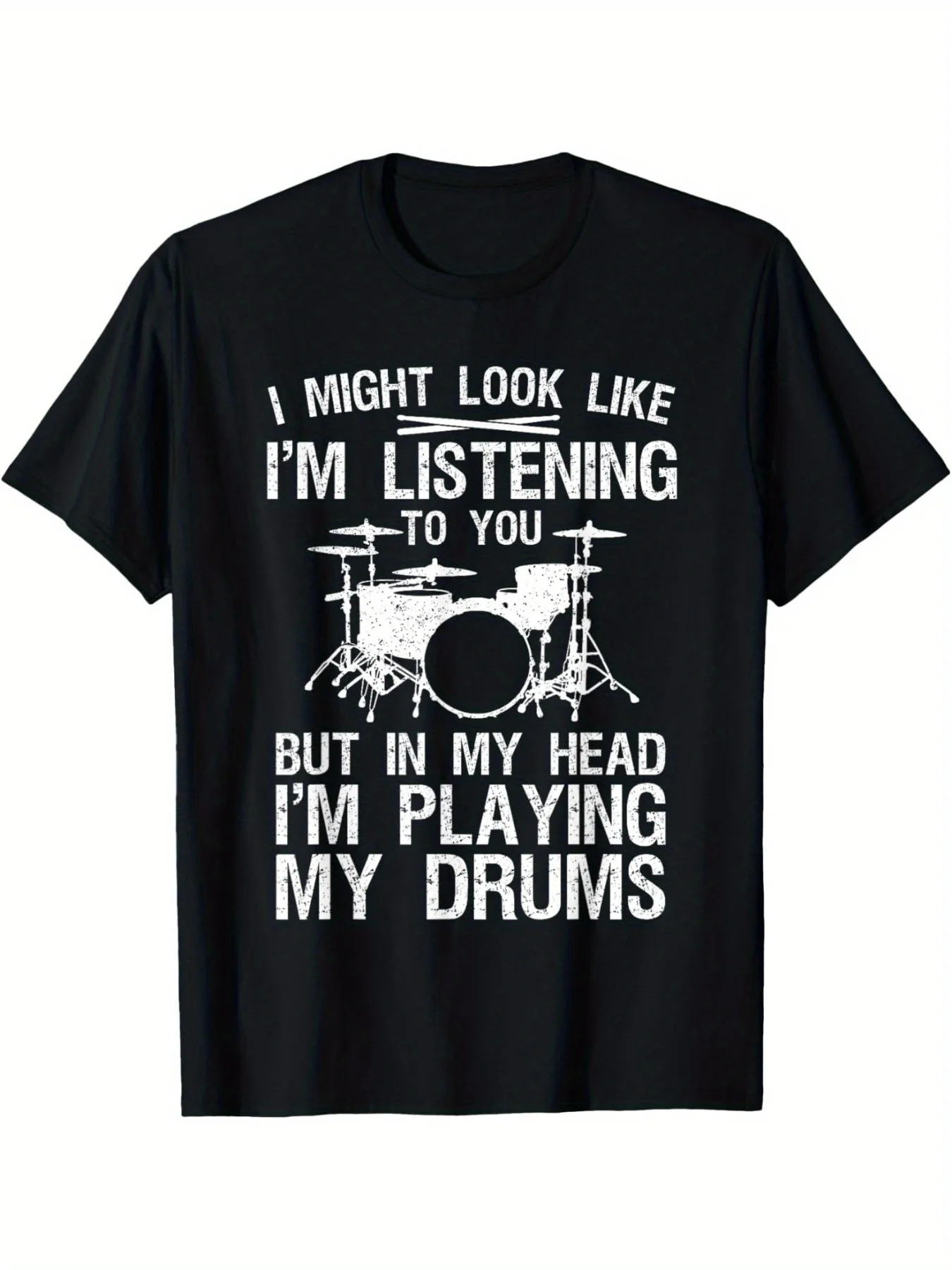 

Funny Drummer Design For Men Women Drumline Drumming Drummer Cotton T-Shirt