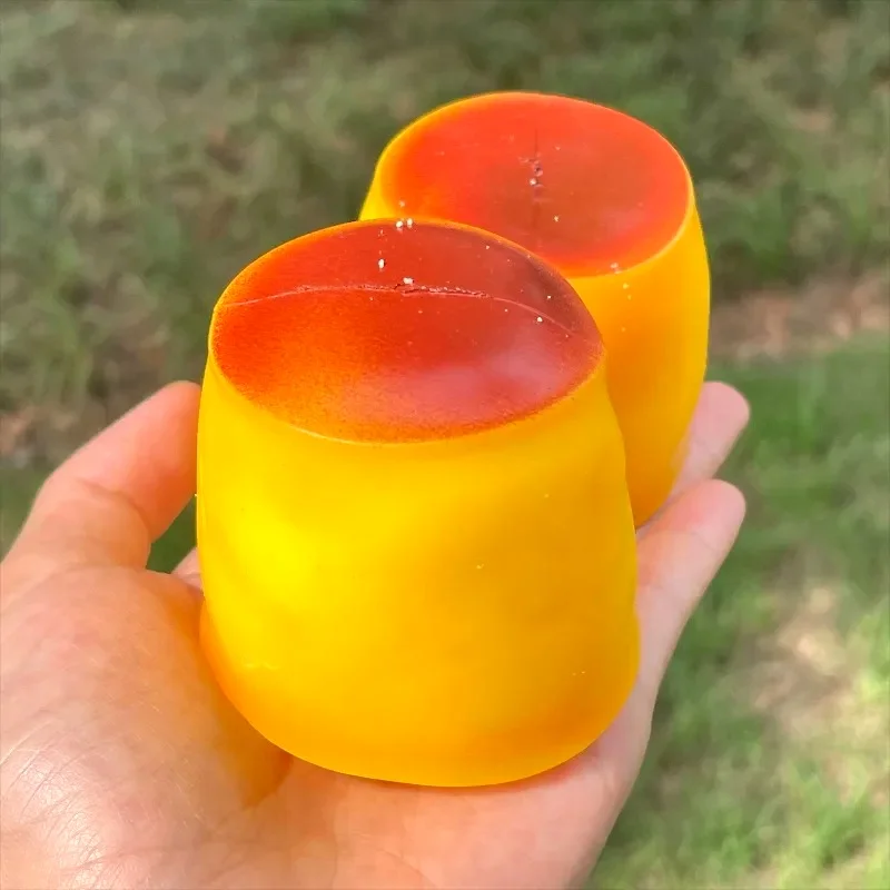 Crunchy Caramel Pudding Stress Ball Squishy Food-shaped Squeeze Ball Fidget Toy ASMR Sensory Stress Relief Toys for Adults Gift