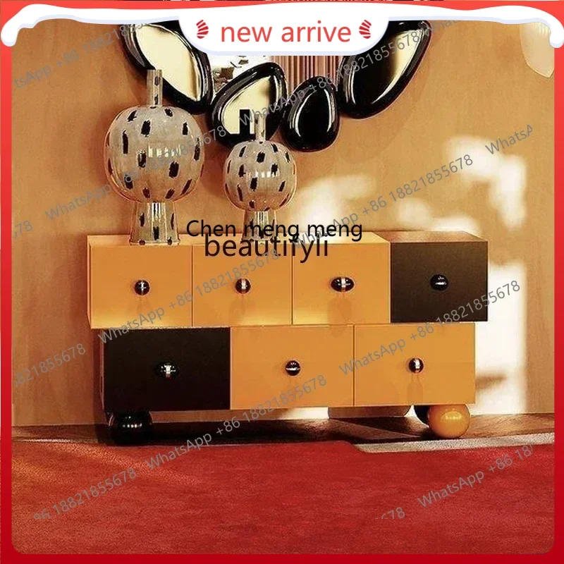 SS new styleFrench antique color matching solid wood dining side home retro style storage against the wall cabinetss 7486 ss 748