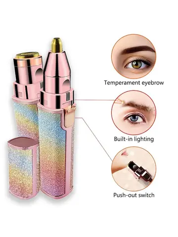 Portable 2 IN 1 Electric Epilator Eyebrow Trimmer Women's Body Facial Lip Epilator Rechargeable Mini Painless Razor Shave Shaver