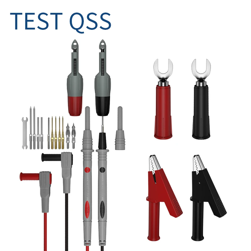 

QSS Multimeter Test Lead Kit with Replaceable Precision Sharp Probes Puncture Wire Piercing Back Probe Alligator Clip U-fork