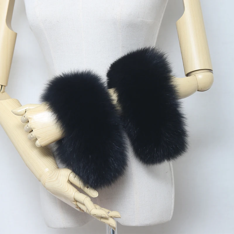 Winter Real Fox Fur Cuffs Warmer Furry Wrist Cuff Fur Sleeves High Quality Fox Fur Cuffs Hot Sale Wrist Warmer