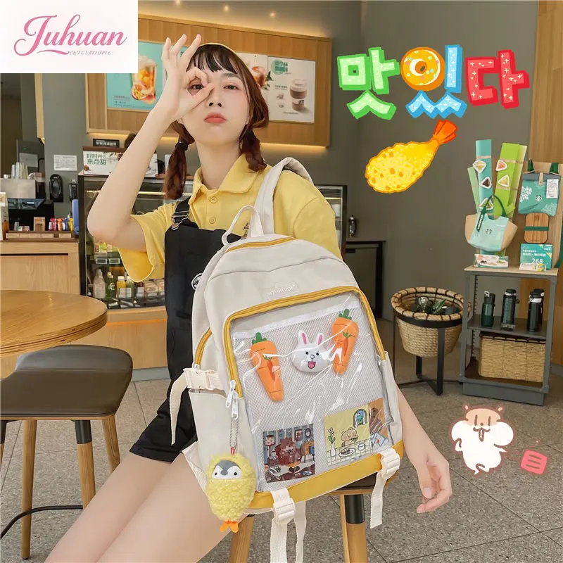 2025 Fashion Popular ItaBag High-capacity Canvas Transparent Backpacks for Women Teenage Girls Clear School Bag сумка Bolsas