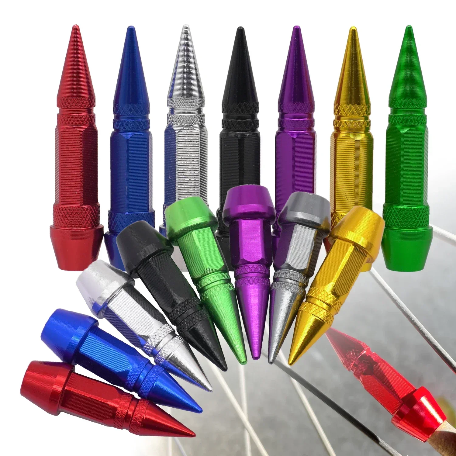 Car Universal NEW 4pcs Bullet Head Screws Valve Caps Personalized Modifications Pointed Valve Tips Bicycle and Motorcycle Tires