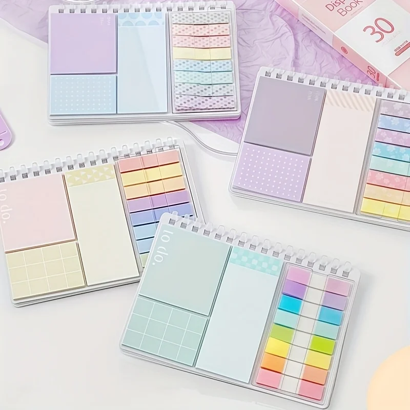 Pink Sticky Note Notebook Writable Relocatable Adhesive Labels Index Stickers Colorful Pages for Office and Home Organization