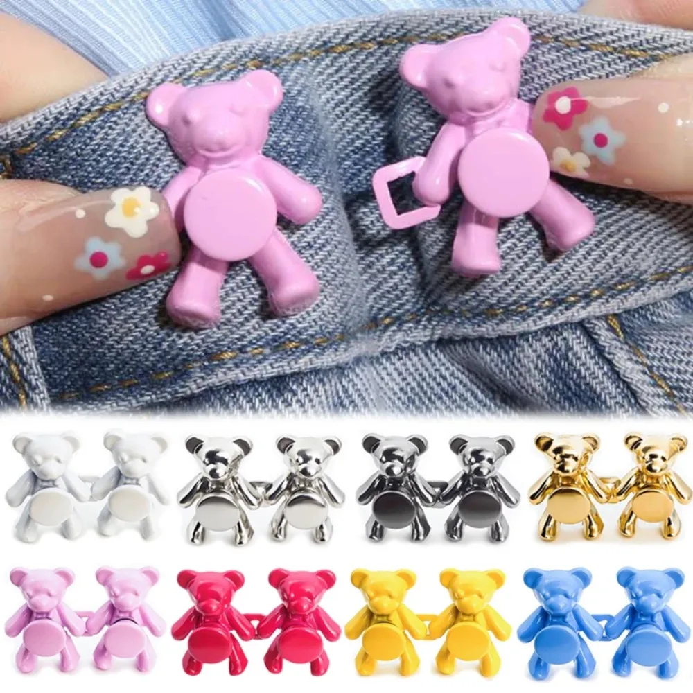 

Metal Tighten Waist Button DIY Little Bear Reduce Waist Adjustable Waist Clip Detachable Retractable Button Pants