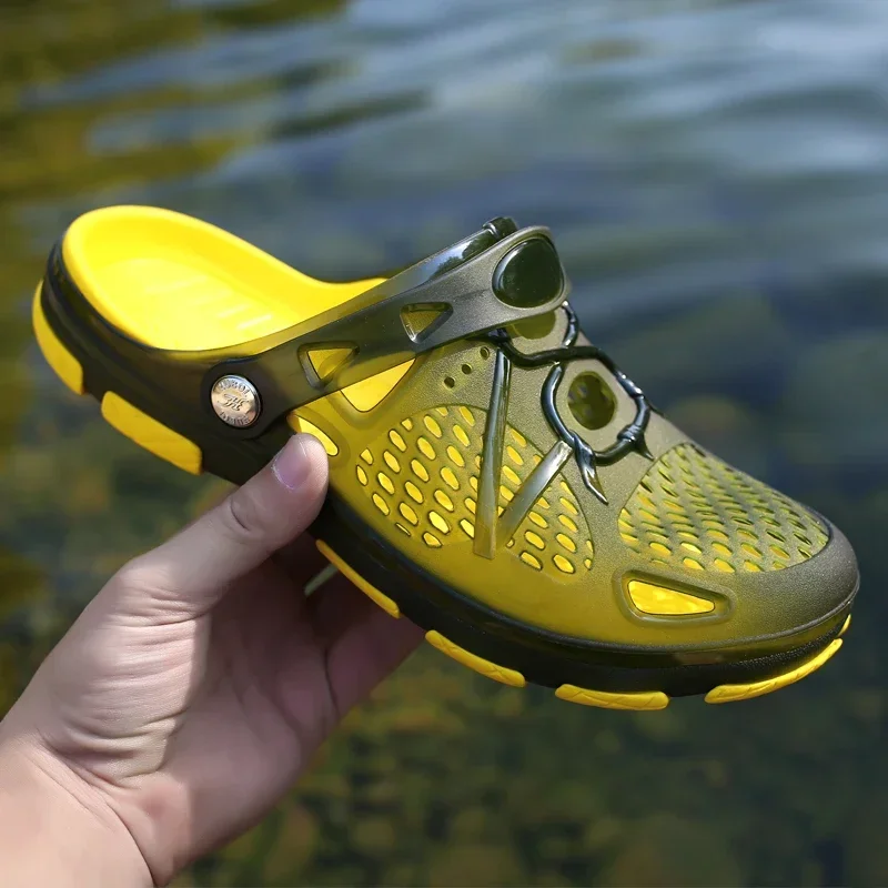 Casual Men Slippers Fashion Sandals Anti Slip Soft Cushion Slides Breathable Color Blocking Summer Outdoor Beach Walking Shoes