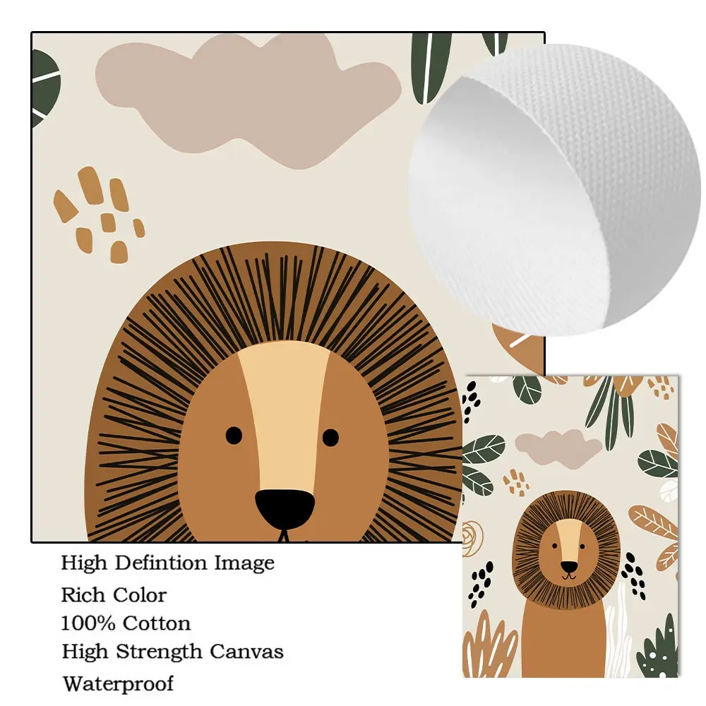 لوحة أسد الزرافة القرد الأدغال الحيوانية بوهو قوس قزح الحضانة الملصقات جدار الفن طباعة هاكونا ماتاتا قماش اللوحة الطفل غرفة الاطفال ديكور