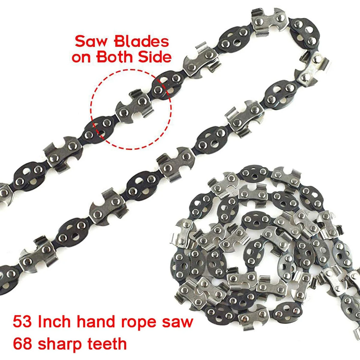 Outdoor Hand Rope Chain Saw Sharp Manual Tree Limb Chain Saw with 68 Teeth Folding Pocket Rope Chainsaw Tree Cutting Tool