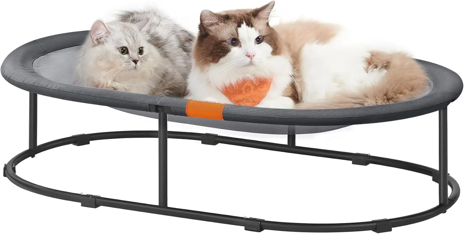 

Elevated Cat Bed, Oval Mesh Hammock for Multiple Cats, Removable Washable, Supports up to 120 lb, Gray